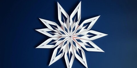 Intricate, layered paper star with sharp points and delicate inner cuts,  minimal,  night