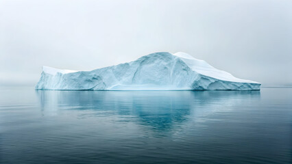 Minimalist view of a pale iceberg in a calm sea