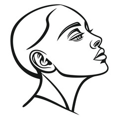 Create a minimalistic abstract face with bold, continuous black lines on a white background