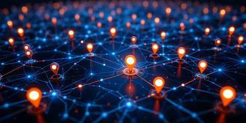 Fototapeta premium Glowing network of connected lights symbolizing data and innovation