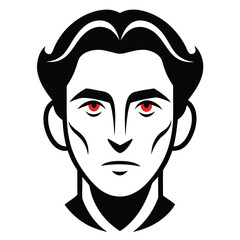 Create a minimalistic abstract face with bold, continuous black lines on a white background
