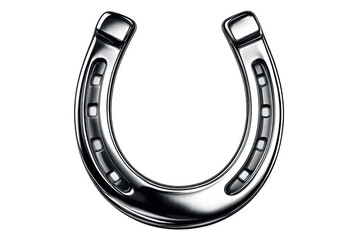 Shiny Metal Horseshoe Isolated on Transparent Background Representing Luck and Protection