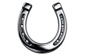 Shiny Metal Horseshoe Isolated on Transparent Background Representing Luck and Protection