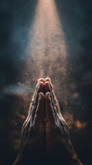 Praying Hands Illuminated by Golden Light