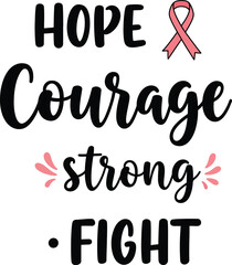 Inspirational message of hope courage and strength for breast cancer awareness and support