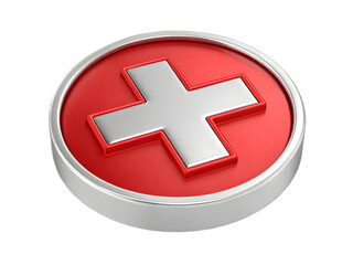 3D Rendered Red and Silver Medical Cross Symbol