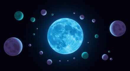 Celestial bodies in space, glowing in vibrant hues