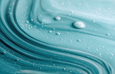 Abstract teal liquid swirls with bubbles