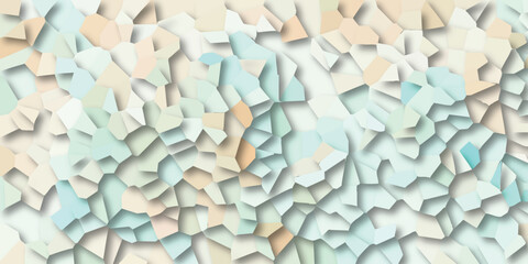 Abstract geometric pastel background featuring a mosaic of polygon shapes and soft shadow effects creating a visually appealing artistic surface.