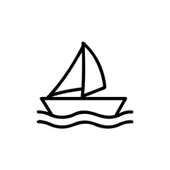 Outline a sailboat on wavy water wave
