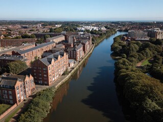Cityscape with river