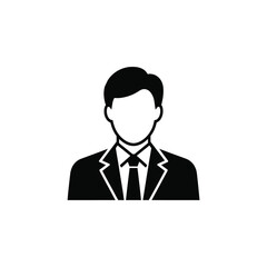 Black and White Businessman Icon with Suit and Tie