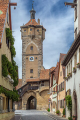Rothenburg ob der Tauber, Ansbach, Bavaria, Germany: Street and old houses in the best preserved medieval town in the country. From 1274 to 1803, Rothenburg was an imperial city.