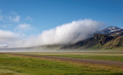 Vast landscape with low clouds