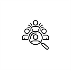 Group of People with Magnifying Glass Icon team search