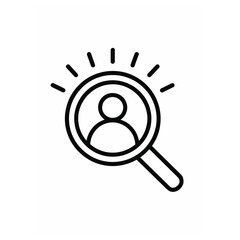 Magnifying Glass with Person Icon and Light Rays search