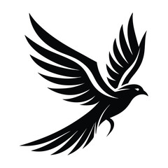 Obraz premium Create the silhouette of a bird in flight, with strong black lines on a white background