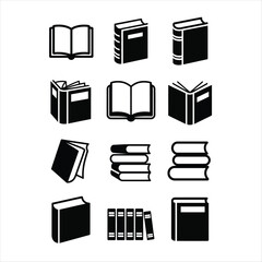 Black and White Book Icons in Various Positions books