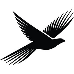 Fototapeta premium Create the silhouette of a bird in flight, with strong black lines on a white background