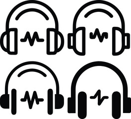 Headphones Vector Icon Audio, Music, and Sound Wave Technology Design