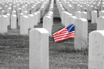 United States Military Cemetery with Headstones for Soldiers