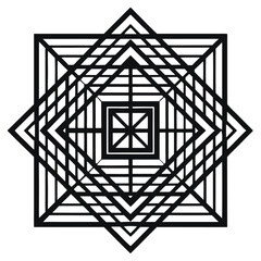 Design an abstract geometric pattern using straight lines and squares, all in black on white