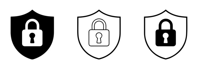 security shield icon with padlock for data protection design