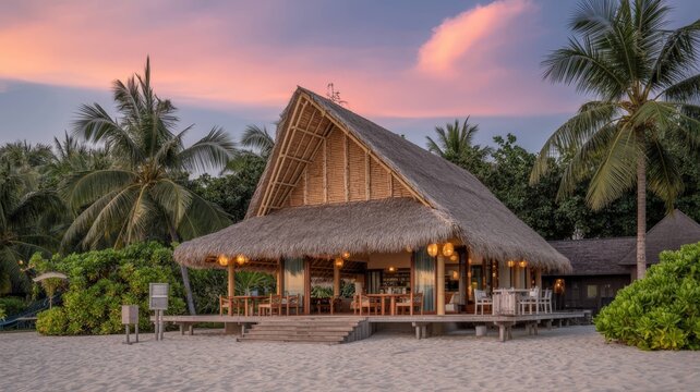 Sunset Beach Restaurant Collection - Tropical Dining Atmosphere - Powered by Adobe