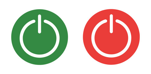 green and red power button icons set for on off switch design