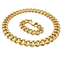 Obraz premium Golden chain and bracelet, jewelry fashion concept, luxury accessory isolated on transparent background