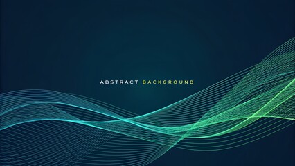 Mesmerizing abstract wave design with vibrant teal and green gradient lines flowing across a dark, sophisticated background, perfect for modern tech or creative projects.