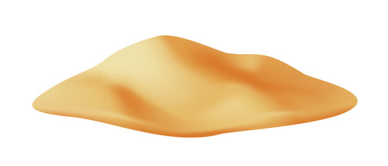 Smooth sand dune shape with warm golden tones, stylized in a soft gradient style, isolated on a clean white background. Concept of desert environment. Vector illustration