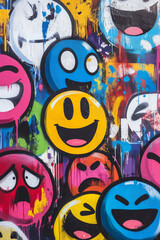 Graffiti emoji on white background