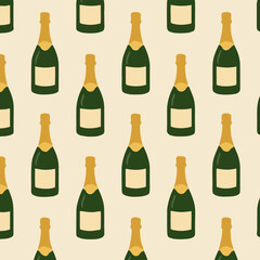 Champagne Bottle Pattern Seamless Festive Holiday Celebration Design