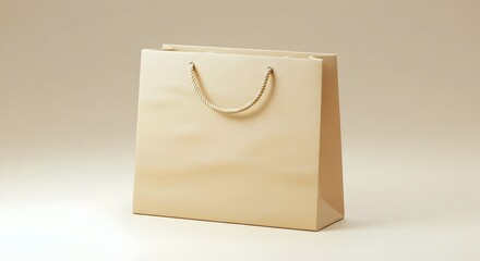 Beige Paper Shopping Bag with Twisted Rope Handles