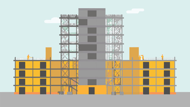 construction site with building facede structure glass