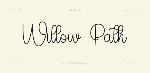 Hand drawn vector alphabet. Modern monoline signature script font. Elegant Signature Font. Best Alphabet Beautiful Calligraphy Signature Font. vector illustration 
