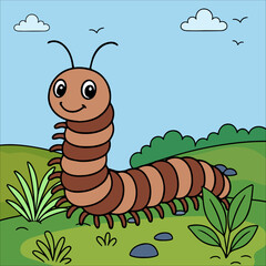 Centipede Insect Cute Animal Children coloring page