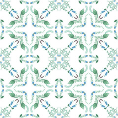 Vector floral seamless pattern from hand painted flowers and  leaves on a white background