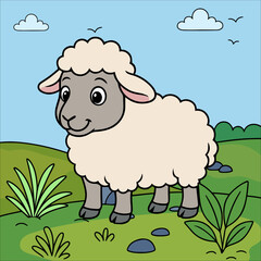 Sheep Cute Animal Children coloring page