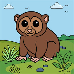 lemur Cute Animal Children coloring page