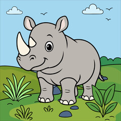 rhinoceros Cute Animal Children coloring page