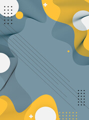 Fototapeta premium Playful Abstract Background with Teal, Mustard Yellow, White Circles, and Hand-Drawn Line Patterns