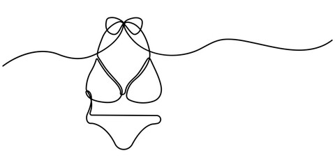 Cute swimsuit icon continuous one line drawing, Swimsuit Summer icon Thin Line Style, One line Cute swimsuit  icon vector background, Bikini Bottom Single Line Drawing with Editable Stroke, 