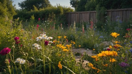 Obraz premium A garden overgrown with wildflowers, expressing creative chaos.