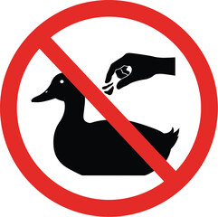 No Feeding Ducks Allowed Sign, Prohibiting Hand-Feeding of Waterfowl for Their Health and Ecosystem Protection, Isolated on White.