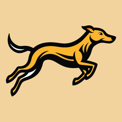 Draw a dog jumping, using only simple, bold black strokes