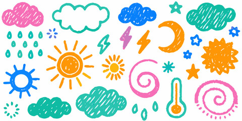 Doodle paint background with chalk hand-drawn elements. Sketch kid scribble, abstract children bg.