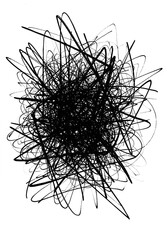 Naklejka premium Chaotic abstract black and white scribble, symbolizing confusion and creativity line art