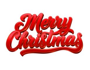 Festive red christmas lettering isolated on a transparent background holiday greeting